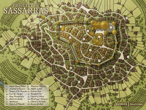 Dnd Materials, Fantasy Cities, Fantasy City Map, Village Map, Dnd World Map, Building Map, Fantasy Town, Fantasy World Map, Campaign Ideas