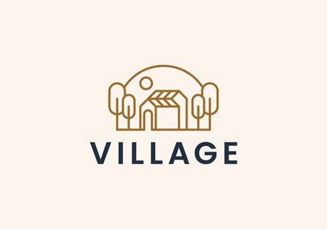 Village Vector, Village Logo, House Logo Design, Hotel Logo, Typo Logo, Graphic Designer Portfolio, Real Estate Logo, Packing Design, Home Logo