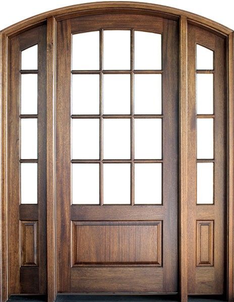 Mahogany  Trinity  SDL  12  Lite  Impact  Single  Door/2Sidelite  Arch  Top,  2-1/4  Thick Painting Metal Doors, Arched Entry Doors, Exterior Doors With Sidelights, Arched Front Door, Mahogany Entry Doors, Wood Exterior Door, Side Doors, Wood Front Doors, French Doors Patio