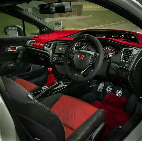 Mod Cars, Honda Custom, Car Decorating, Pilot Car, Honda Civic Car, Civic Car, Acura Cars, Inside Car, Black Interior Design