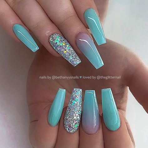 Turquoise Nail Designs, Long Coffin Nails, Turquoise Nails, Coffin Nails Long, Summer Acrylic Nails, Coffin Nails Designs, Fire Nails, Pretty Acrylic Nails, Best Acrylic Nails