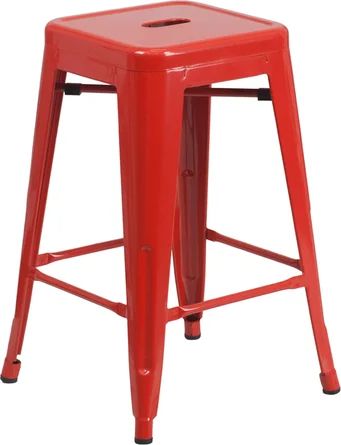 Williston Forge Nailsworth Bar & Counter Stool | Wayfair Stackable Stools, Metal Counter Stools, Metal Counter, Powell Furniture, Counter Stools Backless, Backless Stools, Counter Height Stool, Metal Stool, Modern Stools