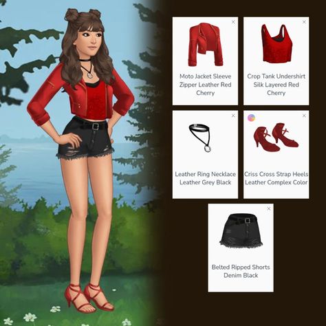 Red themed generic female outfit. Outfit ideas for Episode Interactive, style: Limelight. #episode #episodeinteractive #episodelimelight #episodechooseyourstory #episodelimelightstyle #episodeoutfits #episodeoutfit #episodefashion #episodeoutfitinspo #episodeoutfitideas Episode Limelight Outfits, Episode Outfits, Episode Ideas, Interactive Backgrounds, Episode Interactive, Episode Choose Your, Episode Choose Your Story, Episode Interactive Backgrounds, Red Outfit