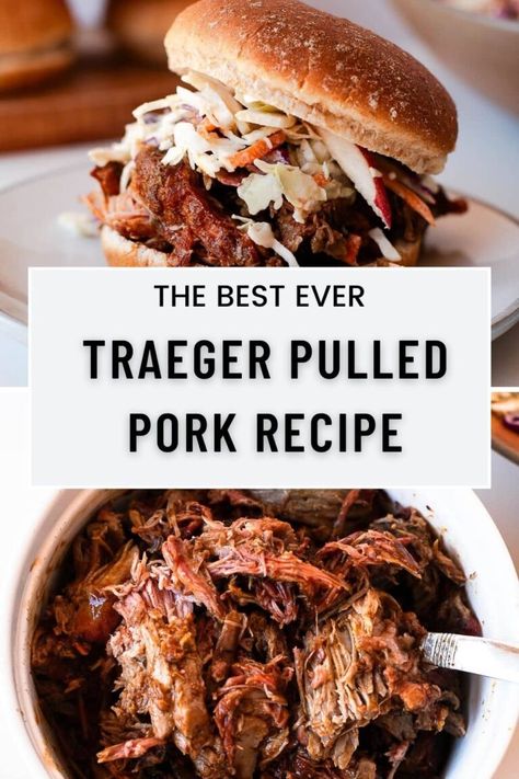 BEST Easy and Delicious Traeger Pulled Pork Recipe – Fit Mama Real Food Trager Grill Pulled Pork, Pulled Pork In Crockpot, Leftover Smoked Pork, Traeger Pulled Pork Recipe, Pulled Pork Crockpot, Pulled Pork Dip, Pork Dip, Traeger Pulled Pork, Pork Bbq Sauce