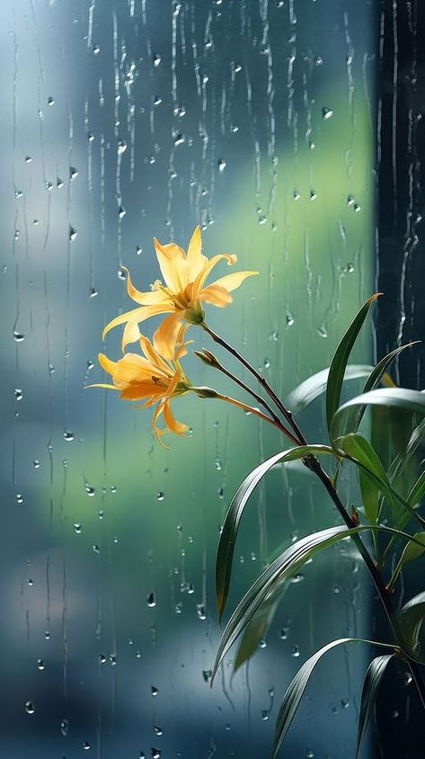 A rain scene with plant flower petal glass. | premium image by rawpixel.com Image Of Flowers Beautiful, Natural Flowers Images, Abstract Nature Photography, Rain In Nature, Rain Images Beautiful, Flowers In Rain, Raindrops Wallpaper, Beautiful Flower Wallpaper, Rain Images