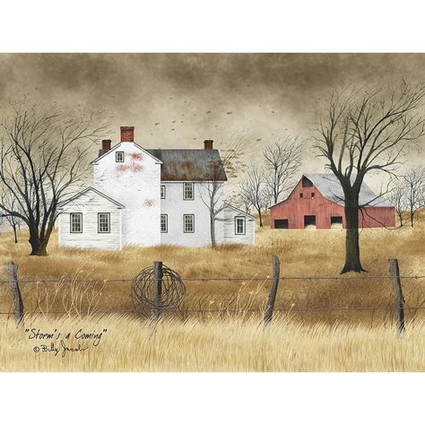 Storms a Comin by Billy Jacobs-VARPDXBJ193 Image 1 Billy Jacobs Art, Fall Scenes, Terry Redlin, House Paintings, Billy Jacobs, Abandoned Farm, Farm Pictures, Farm Houses, Farm Art