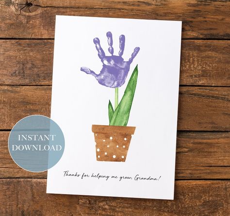 Thanks for Helping Me Grow Grandma Printable Handprint Craft Art Baby Toddler Activity Gift DIY Printable Craft Gift for Grandparent - Etsy Singapore Diy Gifts For Dad, Nursery Activities, Diy Gifts For Mom, Handprint Craft, Digital Templates, Cadeau Diy, Gift Diy, Diy Valentines Gifts, Fun Craft