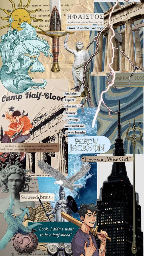 Percy Jackson Crafts, Blood Wallpaper, Percy Jackson Wallpaper, Zio Rick, Percy Jackson Head Canon, Wise Girl, Greek Gods And Goddesses, Percy Jackson Art, Rick Riordan Books