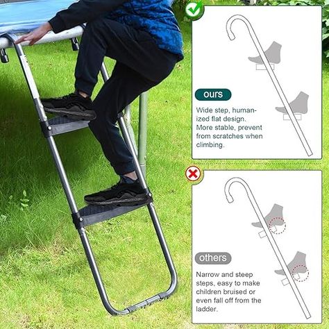 Outdoor Games & Activities - HBTower Trampoline Ladder with Horizontal and Wide Steps, Universal Hook, U How To Do A Backhand Spring On A Trampoline, Spring Free Trampoline, Trampoline Ladder, Benefits Of Trampoline Jumping, Defy Trampoline Park, Trampoline Accessories, Outdoor Games, Activity Games