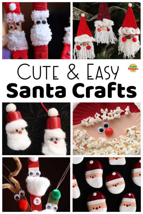 A collection of our best Santa Crafts for kids. All of these Santas are easy to make using common household materials and craft supplies. Fun for kids of all ages. #HappyHooligans #Santa #Craft #Kids #Christmas #Homemade #Ornaments #Art #Activities Christmas Santa Ornaments, Diy Santa Ornaments For Kids, Homemade Santa Ornaments, Easy Santa Craft, Santa Christmas Ornaments Diy, Preschool Santa Craft, Easy Santa Crafts For Kids, Christmas Homemade Ornaments, Santa Claus Crafts For Kids