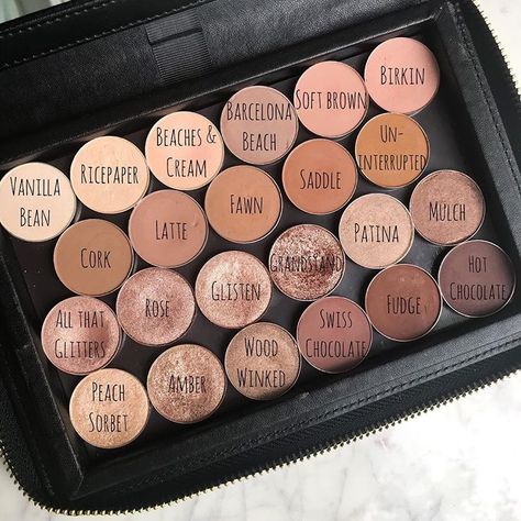 Here are all of the shadows I’m storing in my new Salt Palette - spot any of your favorites?? Let me know in the comments!… Custom Eyeshadow Palette, Sparkle Nail Designs, Mac Cosmetics Eyeshadow, Glitter Gloss, Magical Makeup, Mac Eyeshadow, Brown Eyeshadow, Makeup Obsession, I Love Makeup