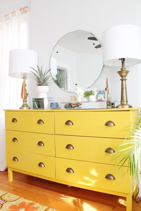 Ikea Hacks: Luxe Lacquer Dresser | LINDSEY CRAFTER Ikea Hack Bedroom, Yellow Dresser, Kitchen Ikea, Ikea Dresser, Bedroom Furniture Makeover, Ikea Bedroom, Ikea Furniture Hacks, Decor Ikea, Dekor Diy