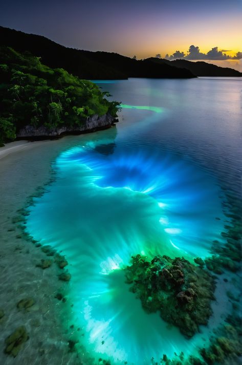 Discover the magic of Jamaica's Luminous Lagoon, where microorganisms create a breathtaking blue glow in the brackish waters. Every ripple sets off a mesmerizing light show, making it a truly unforgettable natural wonder. #LuminousLagoon #Jamaica #Bioluminescence Luminous Lagoon Jamaica, Blue Lagoon Jamaica, Bioluminescence Beach, Water Ecosystem, Glow In The Dark Art, Bioluminescent Bay, Microscopic Organisms, Fashion 2025, Salt Flats