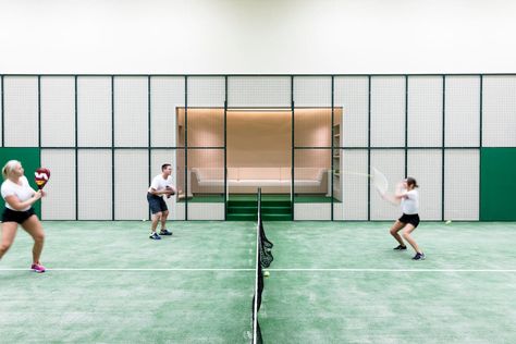 Abeking's Aviva: Where Paddle Tennis Meets 'Dr. Who' - Yachts International Tennis Court Design, Joe Lewis, Fitness Center Design, Paddle Tennis, Gym Design Interior, Indoor Tennis, Wellness Club, Paddle Sports, Sport Court