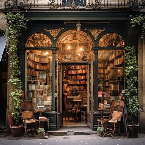 Dark Academia Aesthetic | Feel free to drop in anytime. | Facebook Vintage Book Store Aesthetic, Fantasy Book Store, Cosy Bookshop, Book Shop Design, Book Cafe Aesthetic, Book Store Interior, Cozy Academia Aesthetic, French Bookstore, Dark Academia Coffee