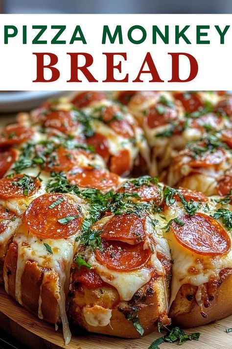 Enjoy the fun and flavor of Pizza Monkey Bread! This easy recipe combines soft biscuit pieces with delicious pizza toppings like cheese, pepperoni, and Italian herbs. Perfect for a cozy family dinner or game day snack, it’s a tasty twist on classic pizza. Serve with marinara sauce for dipping! Kids will love helping to make this tasty treat! Pizza Bundt Pan Pull Apart Biscuit, Pizza From Biscuit Dough, Pizza Pull Apart Bread With Pizza Dough, Pizza Bread Appetizer, Pizza Themed Appetizers, Pepperoni Pull Apart Bread Bundt Pans, Pepperoni And Cheese Bread, Homemade Pizza With Pillsbury Dough, Pepperoni Rolls With Biscuits