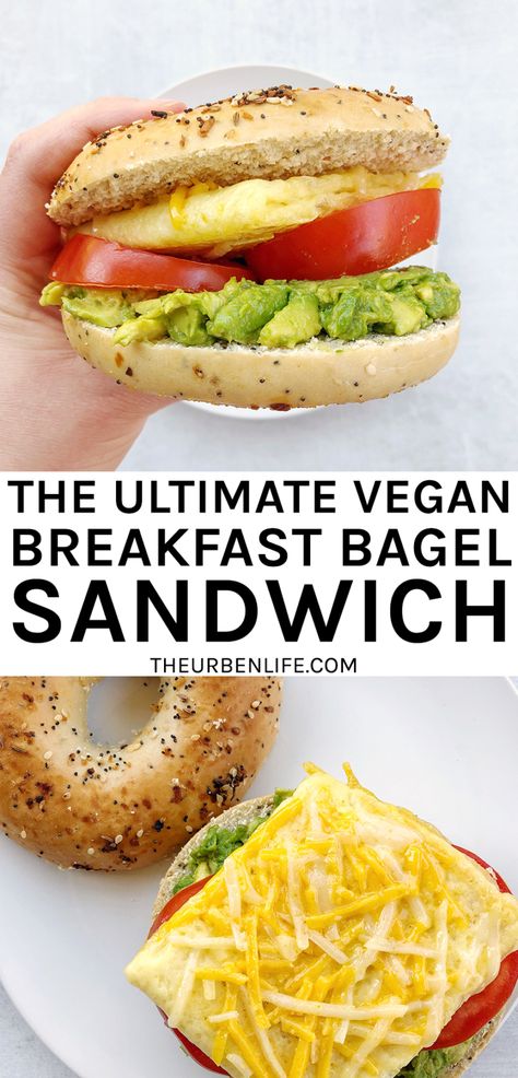 Vegan Bagel Sandwich, Breakfast Bagel Sandwich, Bagel Sandwich Recipes, Vegan Bagel, Cooking Avocado, Bagel Breakfast Sandwich, Veggie Breakfast, Breakfast Prep, Dairy Free Breakfasts