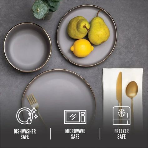 Stoneware Elegance Dinnerware Set, 12-Piece Round Ceramic Tableware Tag a friend who would love this! FAST US Shipping Buy one here ——> https://prehype.shop/stoneware-elegance-dinnerware-set-12-piece-round-ceramic-tableware/ #shoppingonline #retail Thyme And Table, Dishes Plates, Modern Dinnerware, Ceramic Dinnerware Set, Gold Flatware, Stoneware Dinnerware Sets, Cozy Meals, Stoneware Dinnerware, Ceramic Dinnerware