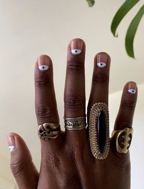 Guys Nail Designs, Guy Nails, Nurse Nails, Man Nails, Mens Manicure, Evil Eye Nails, Minimal Nails Art, Eye Nail Art, Mens Nails