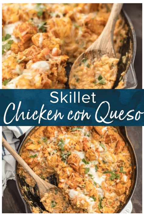 Queso Chicken Skillet, Easy Weeknight Dinners One Pot, Chicken Talavera Recipe, Mexican Pollo Loco Chicken Recipe, Chicken Rice And Queso, Polo Loco Chicken Recipe, Acp Recipe Mexican, Mexican Rice With Chicken, Acp Recipe