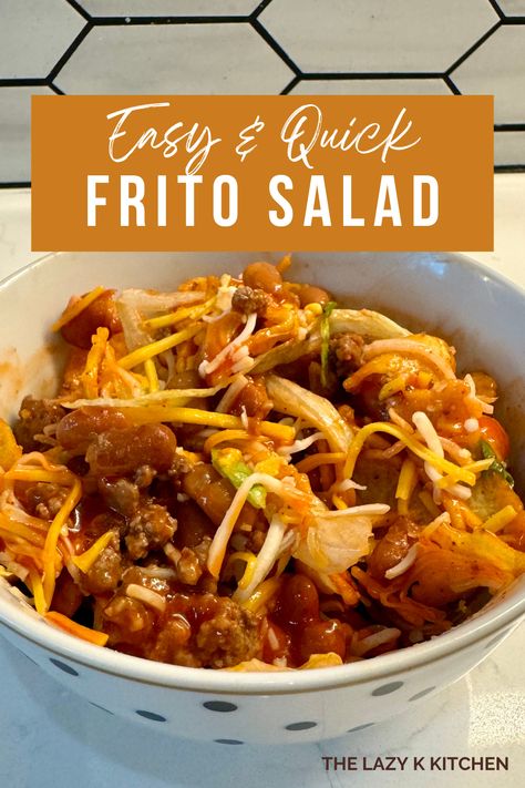 Easy and Delicious Frito Corn Chip Salad Recipe Fritos Salad, Corn Chip Salad, Frito Salad, Chip Salad, Frito Taco Salad, Mexican Corn Recipes, Walking Tacos Recipe, Frito Corn Salad, Corn Chip