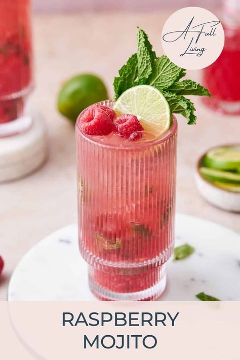 Cool off and sip on something sweet with this delicious Raspberry Mojito recipe! Made with fresh mint, fresh lime juice, juicy raspberries, and a splash of rum, this refreshing drink is perfect for any occasion! Raspberry Lime Mojito, Mojito Drink Recipe, La Croix Recipes, Raspberry Drink Recipes, Raspberry Mojito Recipe, Rasberry Lemonade, Mojito Pitcher, Xmas Drinks, Mojito Drink