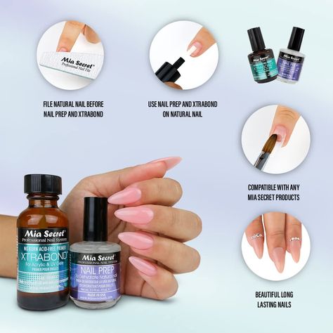 Mia Secret Nail Prep 0.5oz (NP-30) & Xtrabond Primer 0.5 oz (PR100) Polygel Nails Starter Kit, One Size Primer, Travel Size Primer, Bonding Primer, Acrylic Nail Liquid, Manicure Essentials, Secret Nails, Gel Primer, Nail Primer