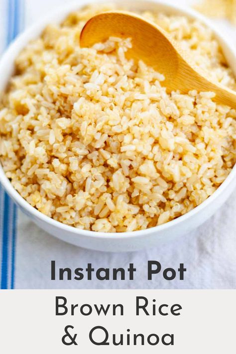 bowl of cooked brown rice and quinoa Pressure Cooker Brown Rice, Instant Pot Brown Rice, Perfect Brown Rice, Brown Rice Cooking, Instant Pot Quinoa, Brown Rice Recipes, Best Instant Pot Recipe, Healthy Instant Pot Recipes, Dinner Healthy