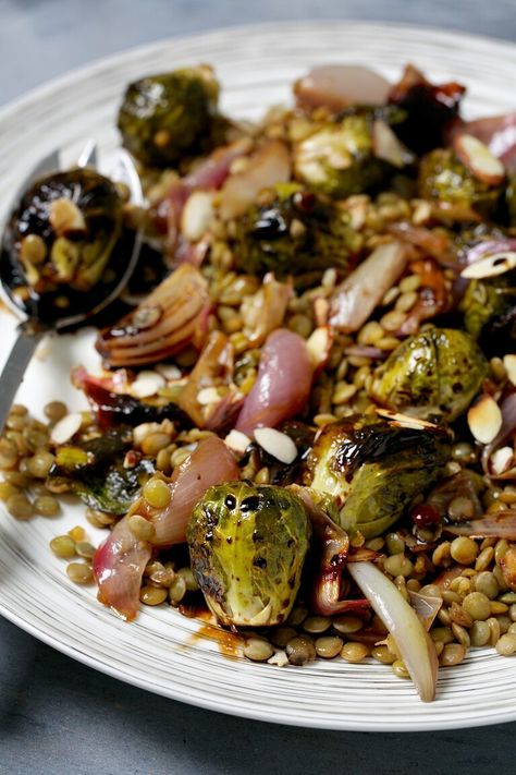 Ellie Krieger Recipes, Ellies Real Good Food, Tapas Dinner, Ellie Krieger, Celebrity Recipes, Party Snack Food, Roasted Brussels Sprouts, Sprout Recipes, Brussels Sprouts Recipe