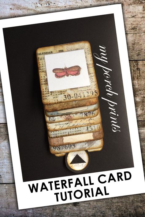 Waterfall Junk Journal, Waterfall Flip Book Tutorial, Waterfall Journal Page, Waterfall Journal Tutorial, My Porch Prints Tutorials, Waterfall Card Tutorial, Waterfall Card, Junk Journal Embellishments Ephemera, Junk Journal Embellishments