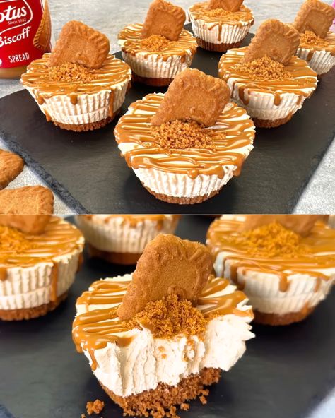 Lotus Biscoff Mini Cheesecakes: An Easy and Irresistibly Yummy No-Bake Dessert - Greenku Recipes Cheesecake Parfaits, Biscoff Cheesecake, Biscoff Biscuits, 5th Birthday Cake, Mini Cheesecake Recipes, Lotus Biscoff, Mini Cheesecakes, Köstliche Desserts, Creamy Cheesecake