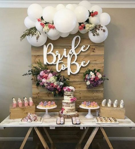 Rustic Bridal Shower Ideas | Bridal Shower 101 Deco Ballon, Bridal Shower Inspo, Bridal Shower Decorations Diy, Simple Bridal Shower, Bridal Shower Backdrop, Bridal Shower Planning, Bridal Shower Tables, Bride Shower, Wedding Shower Decorations