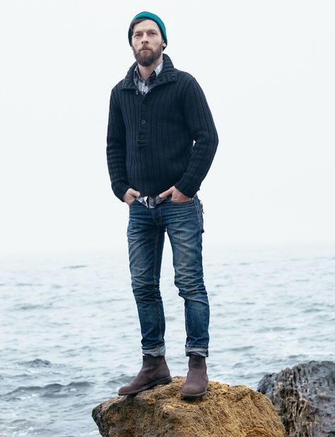 Rugged Style for Men: A Guide for the Adventurous Spirit Rugged Style For Men, Rugged Gentleman Style, Textured Knit Sweater, Brogue Boots, Rugged Men, Style For Men, Adventure Outfit, Mens Fashion Rugged, Rugged Style