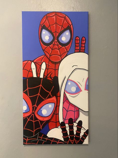 Cute Art Ideas Drawings, Spider Man Painting Easy, Spiderman Painting Easy, Easy Painting Ideas On Canvas Spiderman, Spiderman Canvas Painting Easy, Avengers Art Painting, Mini Canvas Paintings Spiderman, Spiderman Painting On Canvas, Marvel Painting Ideas On Canvas