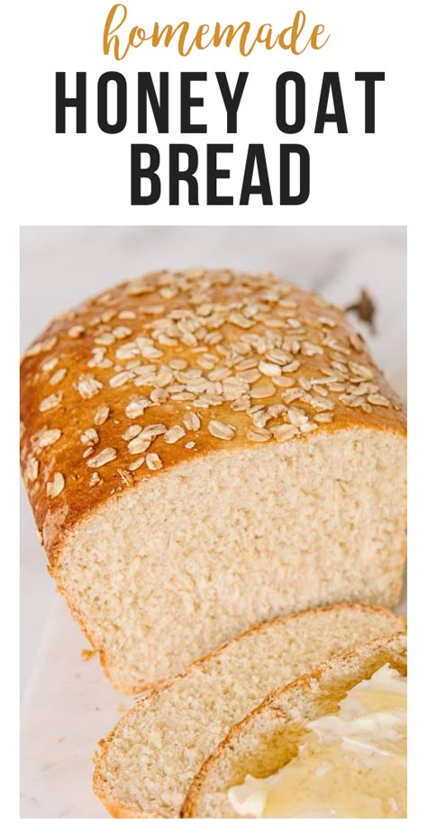 Honey Oat Bread Recipe, Recipes With Oats, Honey Bread Recipe, Oatmeal Bread Recipe, Oat Bread Recipe, Honey Oat Bread, Honey Wheat Bread, Oat Bread, Honey Bread