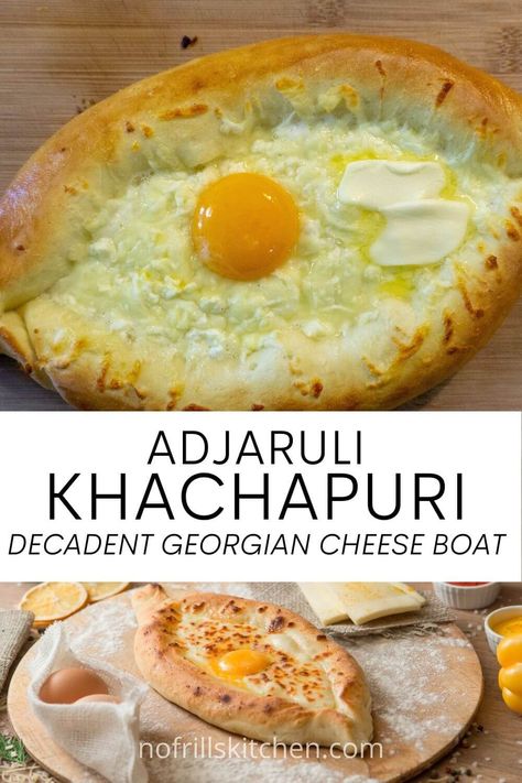 Khachapuri Recipe Georgia, Georgian Khachapuri, Adjaruli Khachapuri, Khachapuri Recipe, Georgian Recipes, Bread Shapes, Cheese Boat, Healthy Egg Recipes, Georgian Cuisine