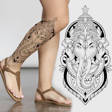 Mandala Ganesha Tattoo, Shiva Ganesha Tattoo, Ganesha Back Tattoo, Hindu Tattoos For Women, Ganesha Tattoo Mandala, Ganesha Tattoo Sleeve, Lord Ganesha Tattoo, Bushido Tattoo, Buda Tattoo