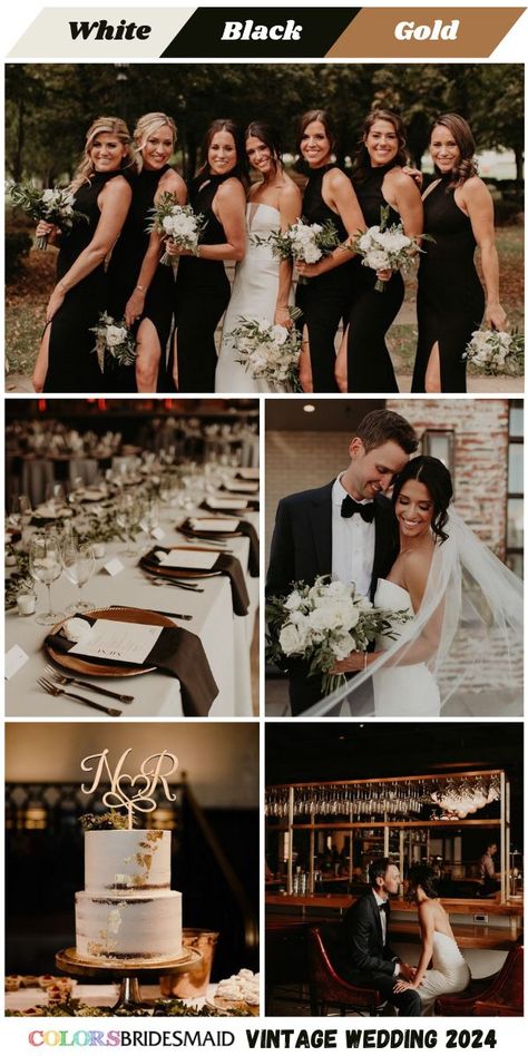 Simple Elegant Wedding Theme Color Schemes, New Years Wedding Color Palette, Neutral Wedding Colors With Black, Black And Bronze Wedding Theme, Black And White Color Scheme Wedding, Modern Wedding Colors Schemes, Black Winter Wedding Color Palettes, Black Wedding Colour Scheme, Black And White Winter Wedding Theme