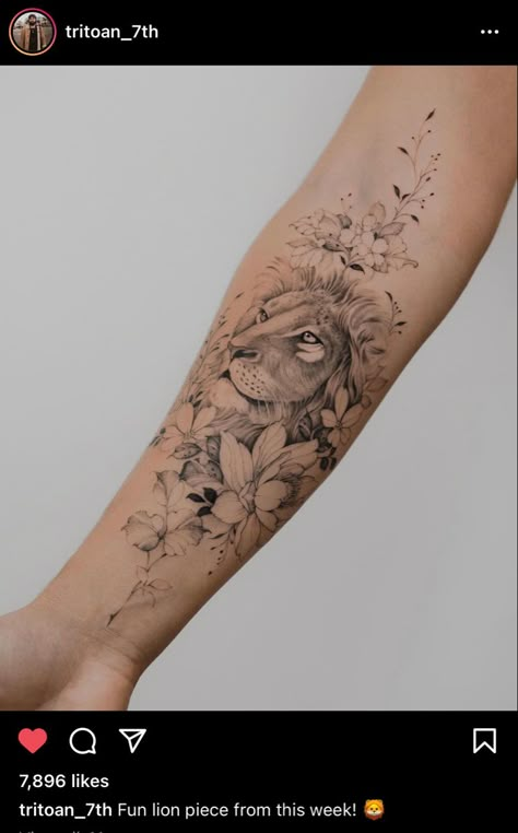 Lion Forearm Tattoos, Lioness Tattoo, Feminine Tattoo Sleeves, Girl Arm Tattoos, Forarm Tattoos, Leo Tattoos, Inspiration Tattoos, Forearm Tattoo Women, Leg Tattoos Women