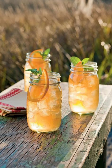 50+ Southern Porch Cocktails Begging To Be Your New House Drink Porch Pounder Drink, Southern Drinks, Watermelon Refresher, Spiked Watermelon, Bourbon Cocktail Recipe, Southern Living Recipes, Breakfast Party Foods, Peach Ice Tea, Peach Sangria