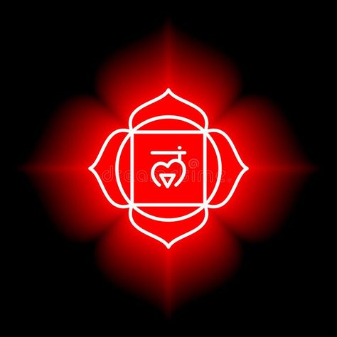 Muladhara icon. The first root chakra. Vector red gloss and shine. Line symbol. Sacral sign. Meditation.  vector illustration Root Chakra Symbol, Meditation Vector, Meditation Illustration, Red Chakra, Chakra Symbols, Root Chakra, Fractal Art, Adobe Stock, Chakra