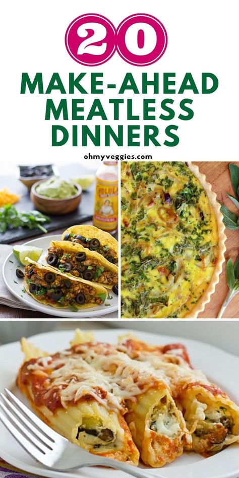 Make Ahead Vegetarian Meals, Vegetarian Dinner For One, Vegan Freezer Meals, Vegetarian Buffet, Vegetarian Casserole Recipes, Great Vegetarian Meals, Vegetarian Freezer Meals, Meatless Dinners, Freezer Friendly Meals