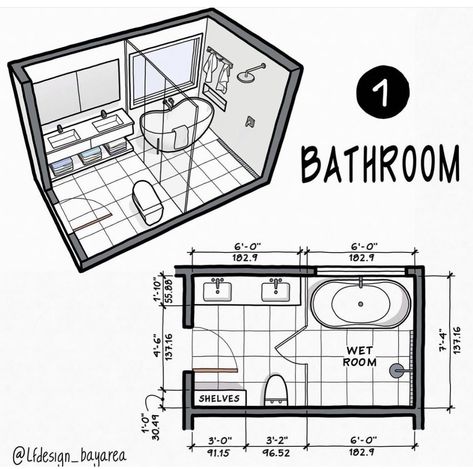 Japanese Bathroom Floorplan, Bathroom Sketch, Bathroom Floorplan, Master Bath Layout, Bathroom Layout Plans, Arch Sketch, Bathroom Organization Ideas, Retaining Wall Design, Mini Bad