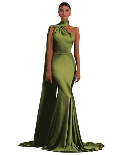 Classy Evening Gowns, Satin Prom Dress Long, Long Silk Dress, Semi Dresses, Green Formal Dresses, Satin Prom Dresses, Classy Prom Dresses, Simple Prom Dress, Olive Green Dresses