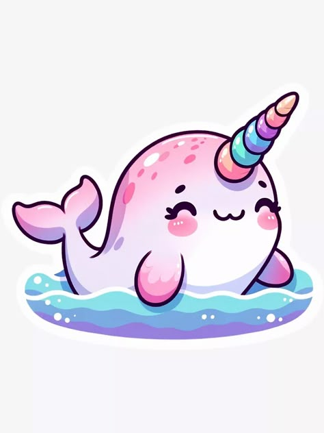 Narwal Drawing, Pouch Painting Ideas, Narwhal Sticker, Narwhal Drawing, Pouch Painting, Chalk Doodles, Narwhal Art, Kawaii Narwhal, Alphabet Project