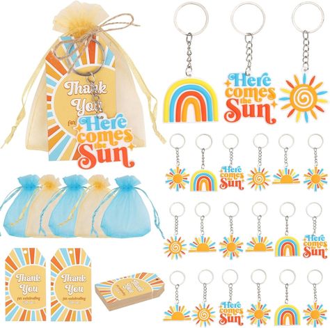 Amazon.com: Serencatcher 90pcs Here Comes The Sun Baby Shower Decorations, Boho Sun Party Favors Include Boho Rainbow Sun Keychains Thank You Gift Tags Organza Bag for Sunshine Baby Shower Birthday Decorations : Home & Kitchen Sun Party Favors, Homemade Tags, Sunshine Baby Shower, Sunshine Baby Showers, Baby Shower Cupcake Toppers, Sunshine Birthday, Birthday Activities, Boho Sun, Baby Shower Decorations For Boys