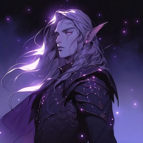 Purple Elf Aesthetic, Astral Elf, Mroczny Elf, Dnd Elf, Drow Male, Dnd Elves, Fairytale Creatures, Alien Drawings, Elf Art