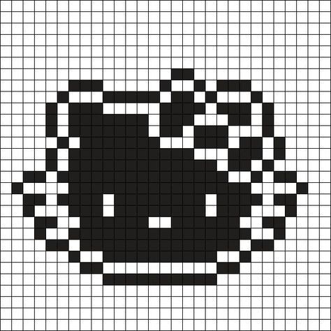 Black And White Hello Kitty, Hello Kitty Head, White Hello Kitty, Images Hello Kitty, Graph Paper Drawings, Graph Crochet, Easy Pixel Art, Pixel Art Templates, Pixel Drawing