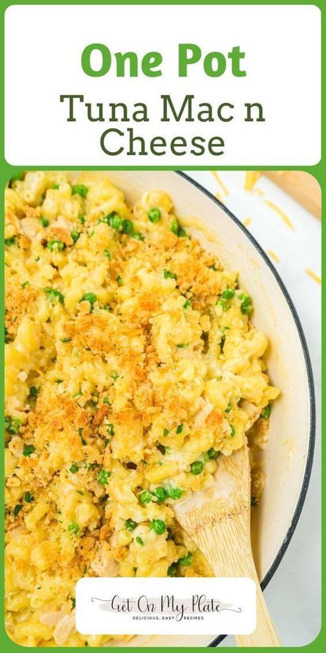 This Tuna Mac and Cheese is a hearty, delicious throwback recipe that never disappoints! In this version, everything is made in ONE POT, but has the option to bake into a tuna mac and cheese casserole with a crunchy, buttery topping…or just eat it straight from the pot! Either way, you will love this easy, creamy mac and cheese that’s done in 30 minutes! Easy Creamy Mac And Cheese, Tuna Mac And Cheese, Mac And Cheese One Pot, Mac And Cheese Casserole, Tuna Casserole Recipes, Vegetarian Pasta Recipes, Creamy Mac And Cheese, Easy Pasta Dishes, My Plate