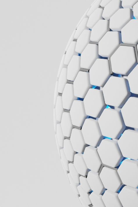 Light white clean hexagon Sphere design. Hexagon Design Graphic, Pentagon Design, Product Visualization, Sphere Design, Bio Art, Hexagon Design, Abstract Iphone Wallpaper, Wall Background, Technology Design